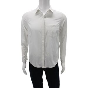 Athleta Mens Long Sleeve Collared Button-Down Shirt White Size S